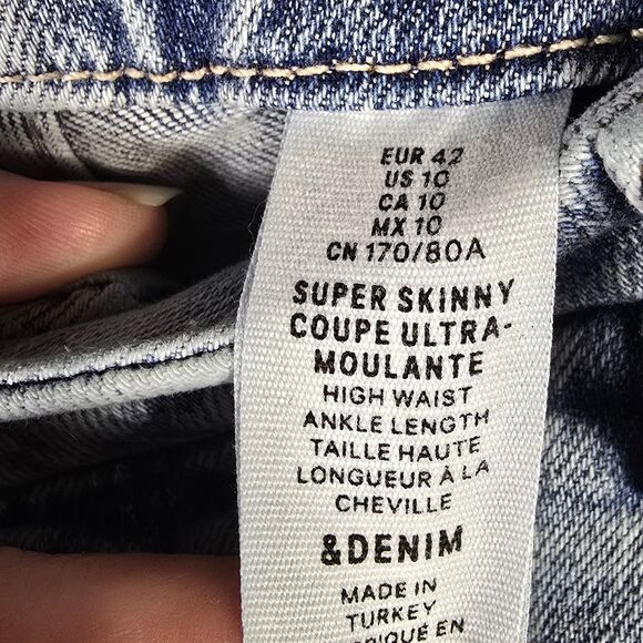 Stylish Blue DistressedHigh Waist h&m Skinny Jeans - Picture 9 of 13